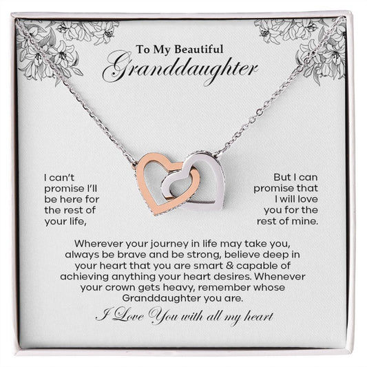 (Copy) To My Beautiful Granddaughter | I Love You With All My Heart - Interlocking Hearts necklace